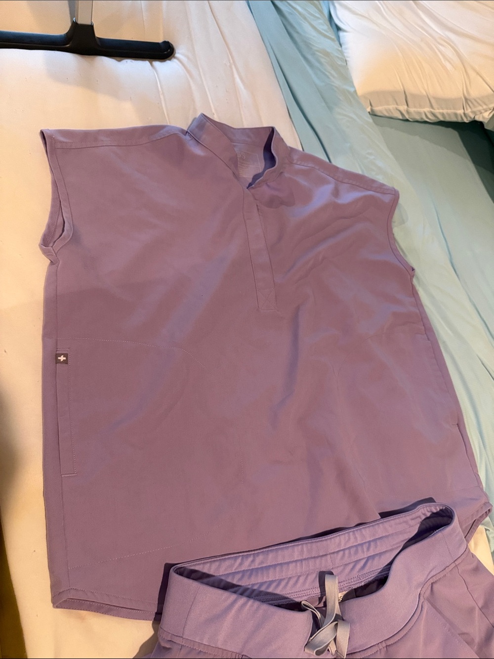 Figs Lavender Sleeveless Scrub Top with Matching Lavender Jogger Pants